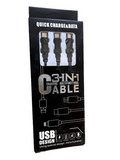 3 in 1 Multi Functional USB Data Cable - Lightning/Micro/Type C (Box Packaging) - Techhood.ca